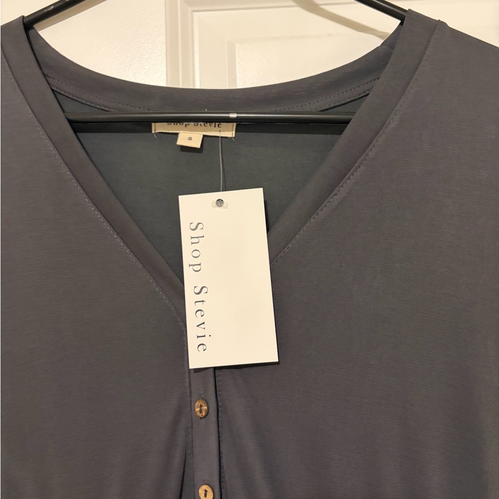 Stevie Charcoal Button-Up Dress - Picture 2 of 2